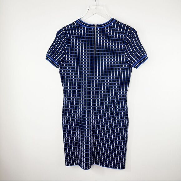 Tommy Hilfiger Navy/Periwinkle/White Windowpane Knit Short Sleeve Dress Sz Small - Picture 13 of 14